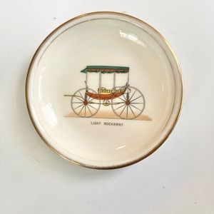 Vintage Light Rockaway Carriage Automobile Coaster Trinket Dish Hyalyn Porcelain